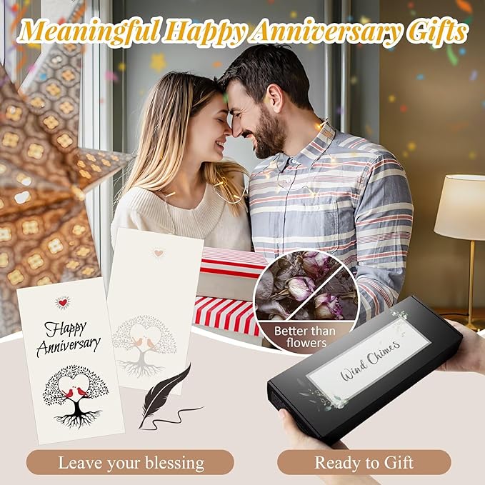 30th Anniversary Wind Chimes Gifts for Men Women,Romantic 30 Year Anniversary for Couples, Wife, Husband, Parents, Friends, 30th Wedding Gifts Idea of Happy Anniversaries Decorations,Black