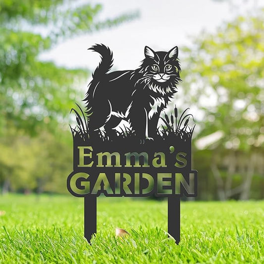 Personalized Cute Cat Kitten Metal Garden Sign,Custom Yard Sign With Stake,Outdoor Garden Décor,Pet Cat Lawn Garden Decorated Statue,Cat Sympathy Yard Metal Sign,Cat Lover Gifts Kailyard Plaque.