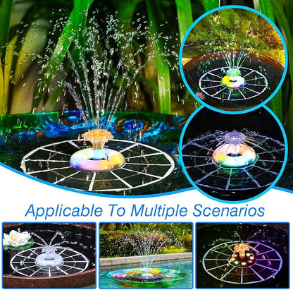 AISITIN 4W Solar Fountain with Lights, Chargeable Solar Bird Bath Fountains Built-in 2200mAh Battery, 2026 Upgrade Glass Panel Solar Water Pump for Bird Bath, Garden, Pond, Pool, Fish Tank, Aquarium