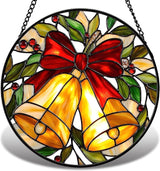 Golden Bell Stained Glass Suncather for Window Hanging, 6.3'' Christmas Ornament Gift for Women, Festive Wall Art Home Decoration Xmas Gift for Mom, Grandma (Golden Bell, 6.3'')