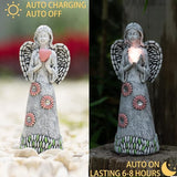 Rezpuao Solar Angel Statue - Garden Sculpture with Resin Decor for Patio, Lawn, Yard, Porch - Housewarming Gift, 10.03"