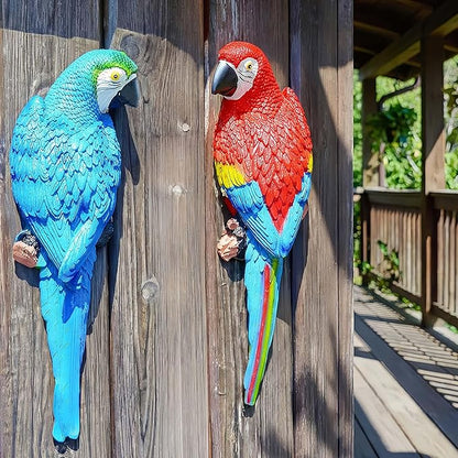 Real Tropical Hanging Parrot Decor,Bird Figurines,Resin Bird Statues,Home Ornament Decor for Tiki Bar,Perfect for Yard Ornaments,Tree Decorations Outdoor,Patio,Lawn,Tree Trunk, Porch
