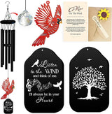 30'' Memorial Crystal Wind Chimes Loss of Mom Dad Grandparent Sympathy Cardinal Bird Keepsake Weatherproof Windchime Remembrance Gift in Memory Loved Ones for Window Outdoor Garden Decor HW2-RB