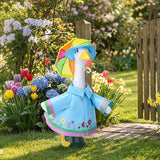 DECOHS 3 Pcs/Set Raincoat Porch Goose Outfits, Summer Lawn Goose Statue Raincoat Costume, Yard Goose Clothes Raincoats Umbrella Hat Outfit for 23" Statue Patio Garden Decoration (Blue)