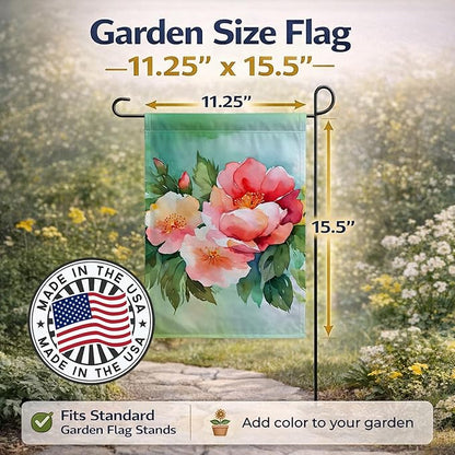 Caroline's Treasures Georgia Cherokee Rose in Watercolor Garden Flag Mailbox Flag Decorative Yard Flag Banner Outside Patio Artwork Yard Flower Beds, Garden Size, Multicolor