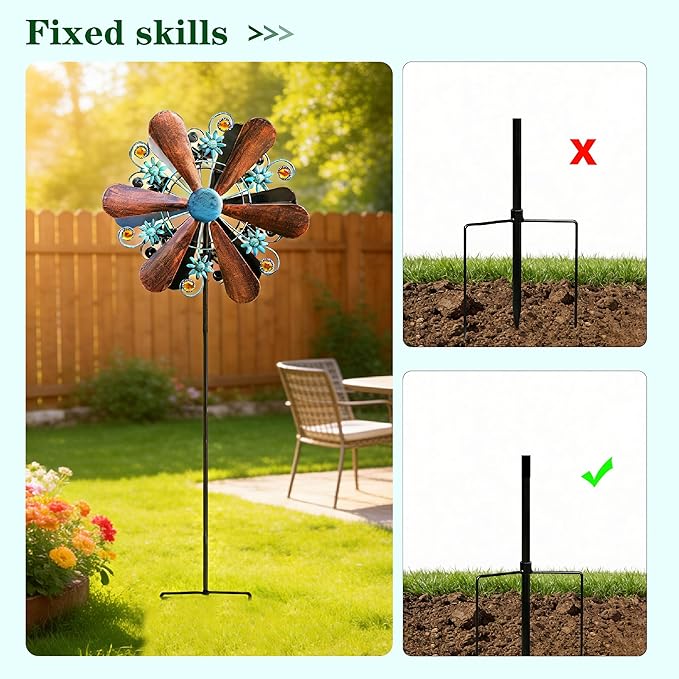 WENYLE Wind Spinners Outdoor Metal Large 360 Degrees Kinetic Wind Sculptures& Spinners Yard Art Outdoor Garden Decor