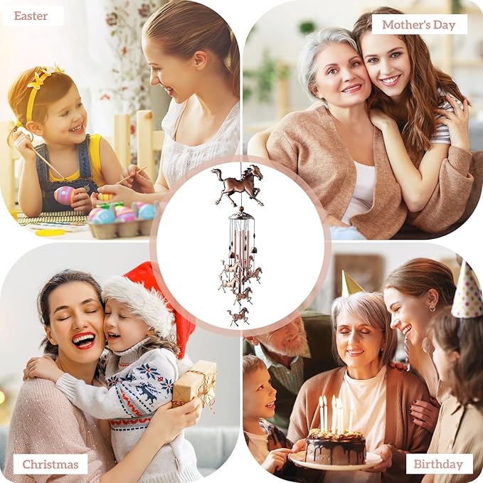 Horse Gifts for Women Mom Wind Chimes for Outside Clearance Copper Windchimes Patio Decor House Warming Gifts Outdoor Garden Decor for Porch Yard Decorations