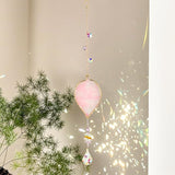 Hanging Crystal Suncatcher, Sun Catchers Indoor Window, Leaf-Shaped Crystal Hanging Ornament, Hanging Crystals for Decoration, Birthday Gift (Pink)
