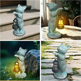 Cat Garden Statue Solar Outdoor Decor - Cat Statues for Garden Solar Lantern Figurine for Yard Patio Lawn Porch Pathway Landscape Ornament Unique Gift for Mom Women