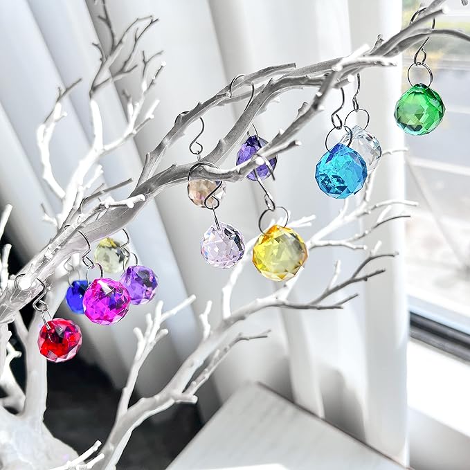 H&D Hyaline & Dora 20mm Multi-Color K9 Crystal Glass Feng Shui Faceted Decorating, Pack of 12
