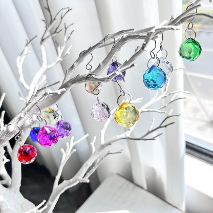 H&D Hyaline & Dora 20mm Multi-Color K9 Crystal Glass Feng Shui Faceted Decorating, Pack of 12