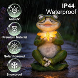 Frog Garden Decor, 8" Frog Solar Garden Statues, Loving Frog Outdoor Decor, Yard Decorations Outdoor, Figurine Lights for Outside, Garden Decor, Unique Birthday Housewarming Gifts for Women, Mom