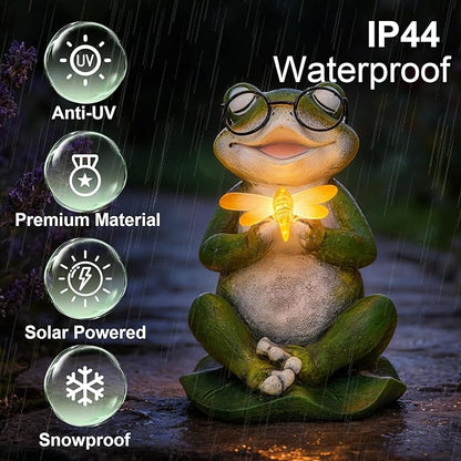 Frog Garden Decor, 8" Frog Solar Garden Statues, Loving Frog Outdoor Decor, Yard Decorations Outdoor, Figurine Lights for Outside, Garden Decor, Unique Birthday Housewarming Gifts for Women, Mom