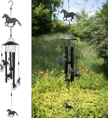 VP Home Wild Horses Wind Chimes for Outside - Harmonic Windchimes with Rustic Design for Gardens, Patios, and Porches - Thoughtful Horse Gifts for Mom, Grandma, and Horse Lovers - 12 x 12 x 84 Inches