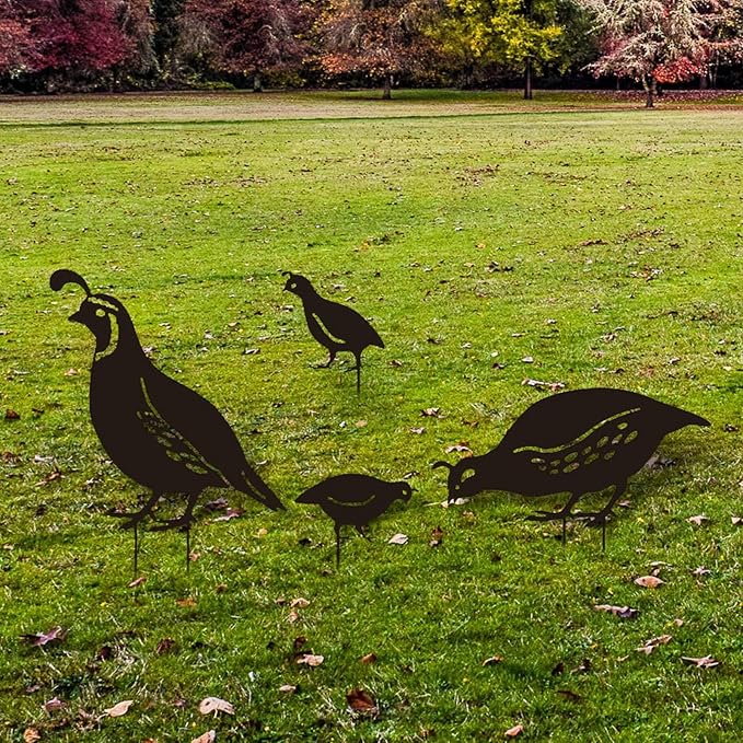 4Pcs Quail Animal Statue Garden Ornaments Yard Sign Quail Sculpture Easter Decors Garden Stakes Photographic Props Garden Decor for Outdoor