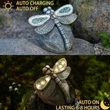 Rezpuao Garden Statue Dragonfly,Solar Dragonfly Decor for Outdoor,Resin Dragonflies Figurine with Solar Light for Patio,Balcony,Yard,Lawn Ornament,Perfect Garden Gift