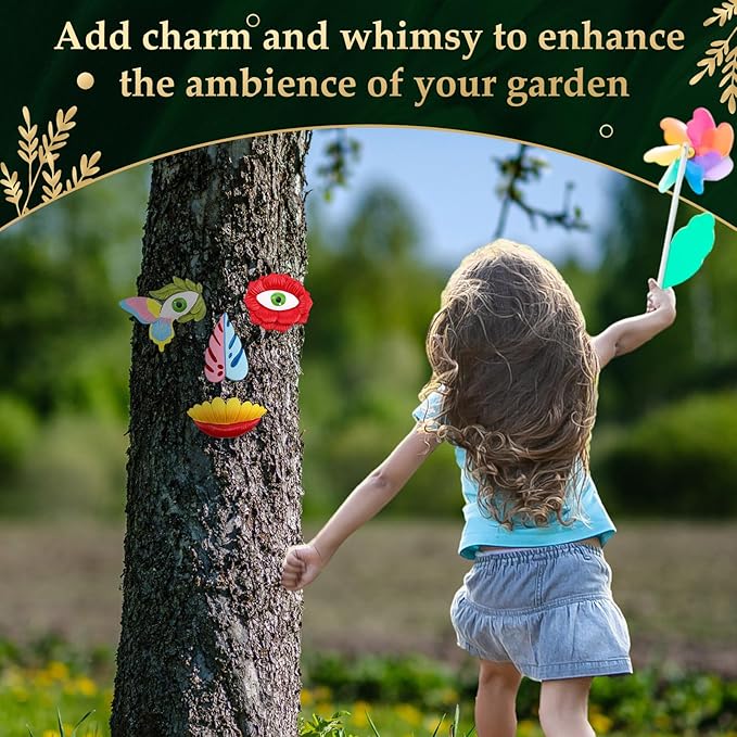 Vercraft 3 Pack Tree Face Decor Outdoor with Screws Old Man Ghost Tree Art for Easter Halloween Garden Outdoors and Indoors (Cute Style)