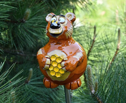 Ceramic Decoration for Garden and Yard | Outdoor Ornament with Stake | Bear | GKR70