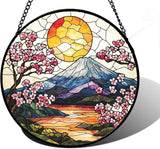 DASTOLL Stained Glass Window Hanging, Sun Blooming Cherry Blossoms Suncatcher Diamond Glass Panel Sun Catchers Decor for Birthday for Women, Men, Wife, Aunt, and Mom 6.3 in