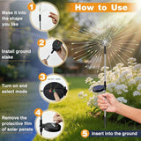 btfarm 1 Pack Solar Garden Lights Outdoor, 8 Modes Firework Lights Solar Powered, Waterproof Twinkle Fairy Light Outside for Yard Patio Pathway Pool Christmas Party Decorative, Multicolor