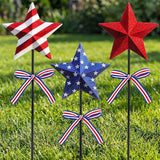 Amyhill 4th of July Decorations, 3 Pack Patriotic Star Garden Stakes, Glitter 250th Anniversary Red White Blue Metal Yard Signs with Stakes, Outdoor Decor for Patio Lawn Walkway