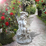 12.8 '' Outdoor Angel Statues for Garden - Fairy Garden Figurines, Lovely Flower Fairy Garden Decor, Ornaments for Patio, Yard, Lawn, Gifts for Mom, Grandma