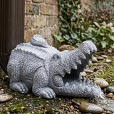 Elenon Crocodile Decorative Gutter Downspout Extension Statue, Gutter Guardian Rain Downspout Extender, Garden Splash Block Outdoor Sculpture for 3" × 4" Down Spouts Decor