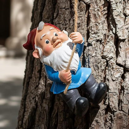 Elenon Climbing Gnomes Tree Faces Decor, Adorable Gnome Tree Hugger Fairy Garden Statue, Funny Peeker Sculpture Outdoor Yard Patio Art (2pcs)