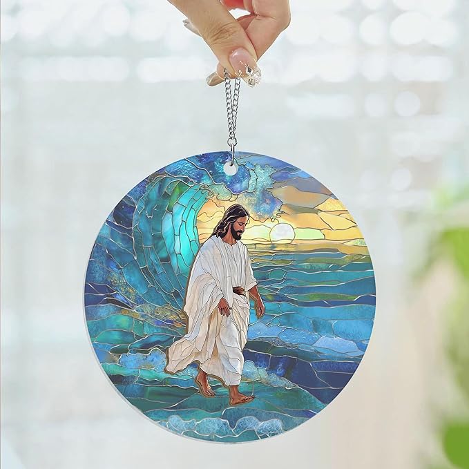 AXIARA Christian Gifts for Women Men Faith - Sun Catchers Indoor Window 6in for Home Garden Decor - Catholic Religious Spiritual Gifts for Mom Dad Christians, Religious Suncatchers for Windows Hanging