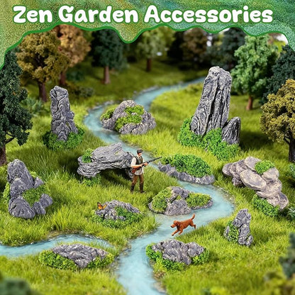 Warmtree 12 Pcs Diorama Rocks Fake Rock Miniature Stone Statue for Diorama Supplies, Micro Train Landscape, Railway Sand Table, Zen Garden Accessories