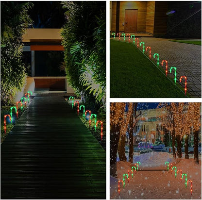 VIHOSE 12 Pcs 17 Inch Christmas Candy Cane Lights with Stakes Waterproof Pathway Markers Candy Cane Christmas Decorations for Xmas Holiday Garden Patio Lawn Yard Landscape Path Outdoor Decor