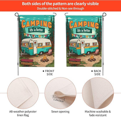 Camping Garden Flag Seasonal Double Sided 12 x 18 Inch Small Yard Flag for Indoor Outdoor Decor Holiday All Seasons