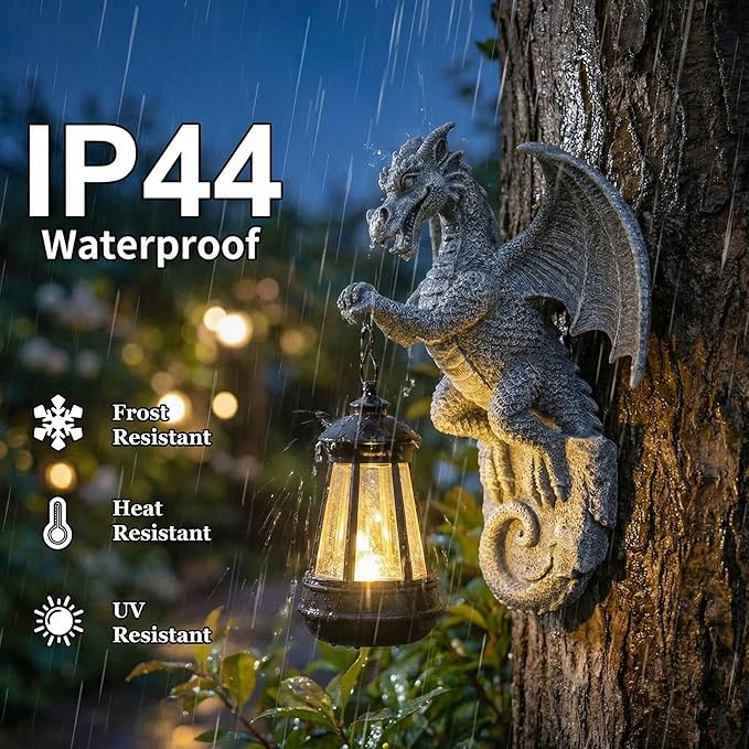 Dragon Tree Hugger Solar Lantern Garden Statue Dragon Lamp Decor Figure Outside Outdoor Yard for Women Mom Grandma