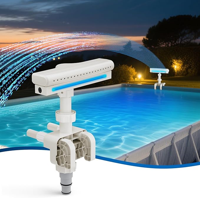 Pool Fountain for Above Ground Pools,Pool Sprinkler Fountain with Lights Upgraded 360° Adjustable Spray, Pool Waterfall Pool Accessories、Cooling & Relaxation (Beige)