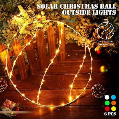 Jinei 6 Pack 16 Inch Large Christmas Window Lights Christmas LED Ball Lights Xmas Ball Window Lighted for Holiday Indoor Outdoor Wall Door Decorations, 6 Decorative Colors
