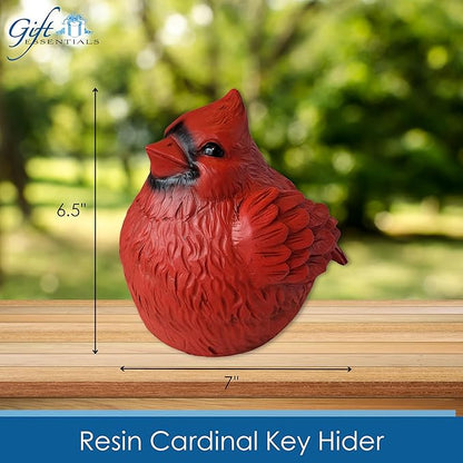 Gift Essentials Stocky Cardinal Garden Statue and Key Hider - Hides a Secret Extra Hidden Key Outside in Garden, Yard or Porch