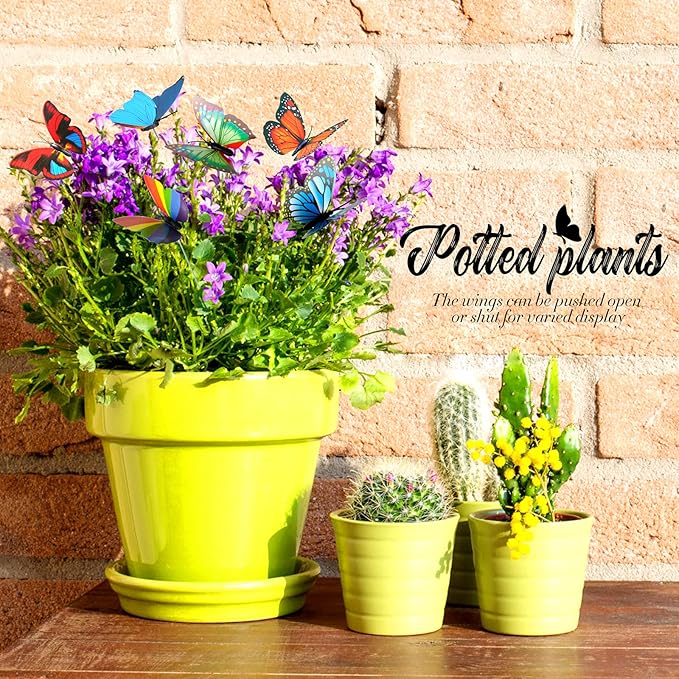 Teenitor 60 Pcs Butterfly Garden Decorations, 11.2 Inch PVC Waterproof Butterfly Stakes, Garden Yard Party Decorations