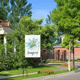 Imagine Flowers Hippie Peace Garden Flags 12×18 Inch Double Sided Decorative Yard Banner Seasonal Flag for Outdoor Outside Decor
