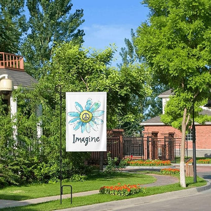 Imagine Flowers Hippie Peace Garden Flags 12×18 Inch Double Sided Decorative Yard Banner Seasonal Flag for Outdoor Outside Decor