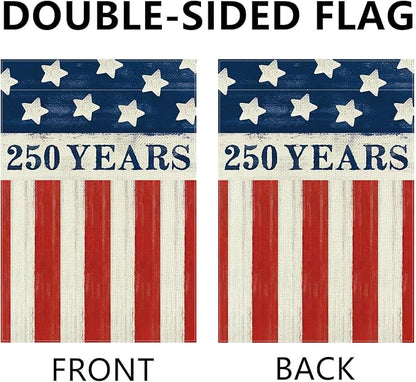 250 Years America Anniversary Garden Flag, Double-sided 250 YEARS Usa Flag Patriotic 4th of July Yard Sign for Outdoor Independence Day Decoration