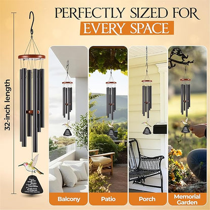 32 Inch Hummingbird Memorial Wind Chimes Outdoor, Sympathy Gifts for Loss of Loved One, Memorial Gifts for Loss of Mom, Sympathy Wind Chimes for Mother, Father, Brother, Sister