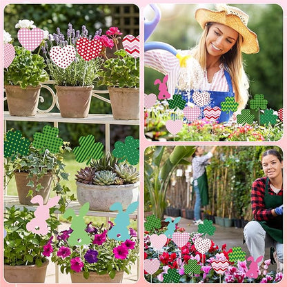 Amyhill 18 Pcs Garden Decor for Outside Heart Metal Garden Stakes, Outdoor Decorations Metal Stake for Patio Lawn Yard Planter Porch Pathway Pot