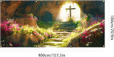 Easter Garage Door Banner 157.5x70.9in Large Spring Garage Door Cover Outdoor Holiday Decorations for House Exterior Yard Decor with Grommets and Rope