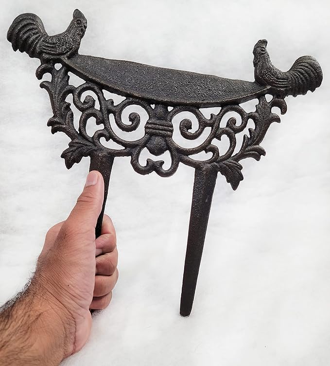 Lulu Decor, Cast Iron Garden Boot Scraper, Solid Decorative Design with Pointed Bottom for Easy in ground use, H 10" W 11"(1 pc Rooster)