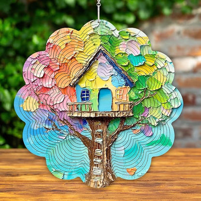 12 Inch 3D Kinetic Wind Spinner for Garden and Yard, Laser-Cut Stainless Steel, Mesmerizing Hanging Decor for Outdoor Patio & Indoor, Dreamer Nest-12