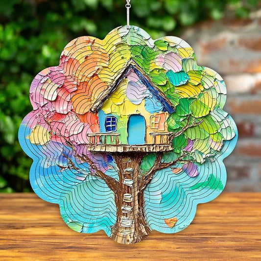 12 Inch 3D Kinetic Wind Spinner for Garden and Yard, Laser-Cut Stainless Steel, Mesmerizing Hanging Decor for Outdoor Patio & Indoor, Dreamer Nest-12