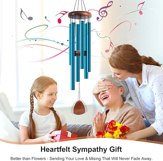 Bursvik Large Aluminium Wind Chimes 37 Inches to Create a Zen Atmosphere Suitable for Outdoor, Garden, Patio Decoration. Classic Wind Chimes with Wind Catcher Suitable as A Gift for Unisex(Blue)