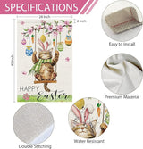 Heyfibro Happy Easter Cute Cat Garden Flag 28x40 Double Sided Burlap, Spring Summer Magnolia Flower Easter Egg Small Yard Banner for Seasonal Holiday Farmhouse Yard Outdoor Decor(ONLY FLAG)