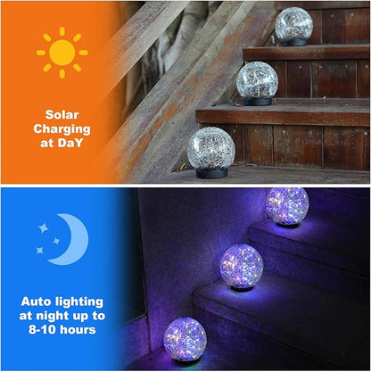 MLKNK Solar Globe Lights Outdoor Waterproof-Solar Balls-Solar Garden Lights-Orbs for Outside 2 Pack Cracked Glass Ball for Lawn Patio Yard Backyard Decorations