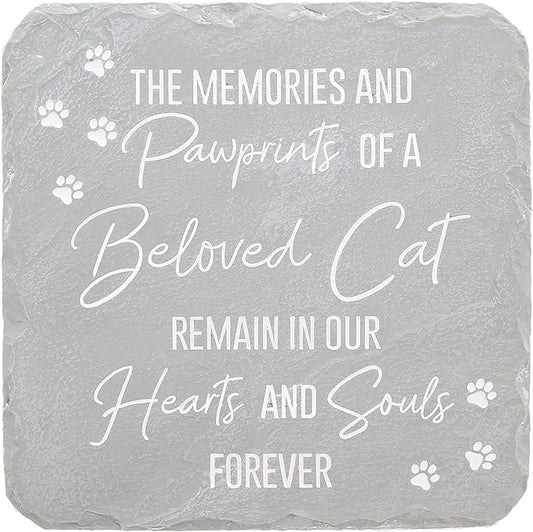 Pavilion Gift Company 25313 Cat Memorial-7.75" x 7.75" Garden Stone, Light Gray, White